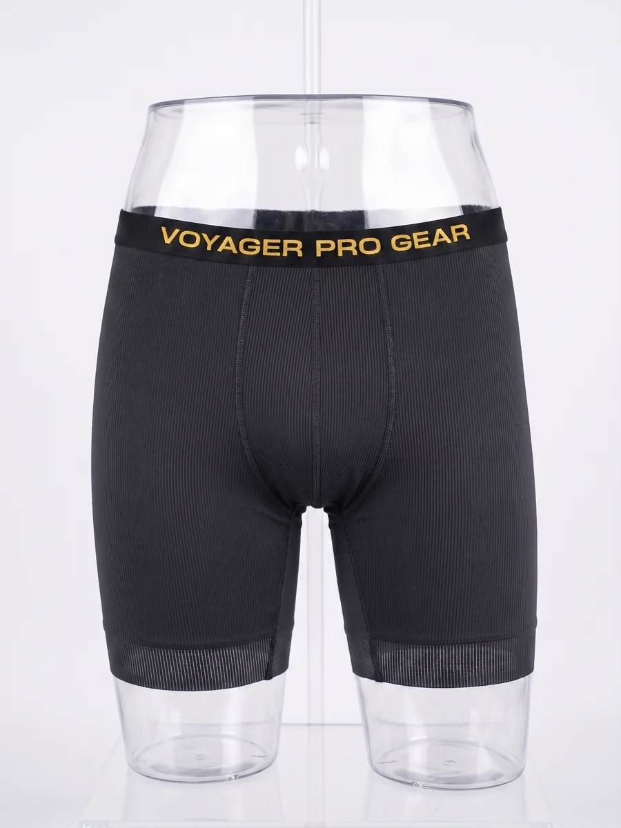 Voyager Pro Comfort Shorts — front view of the short-length base layer worn by a rider